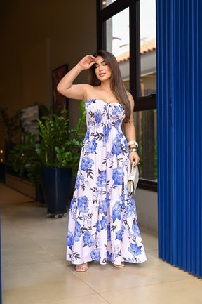 Vestido longo lastex - B325